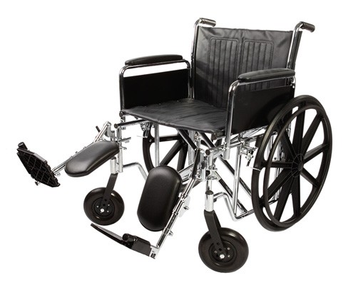 Silla de ruedas reforzada con eleva piernas 24″
